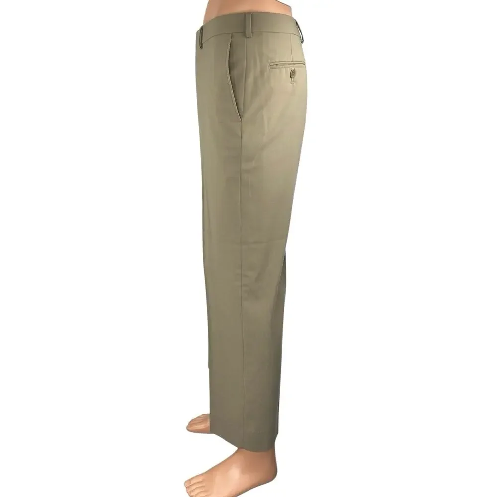 Tallia Men's Beige Tan Khaki Wool Straight Pleated Trousers Dress Pants Size 32